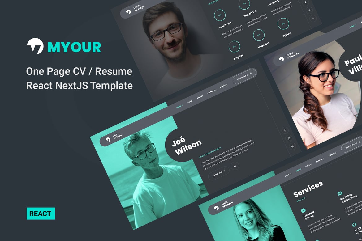 Myour - Template Website CV Resume Profesional dengan React NextJS