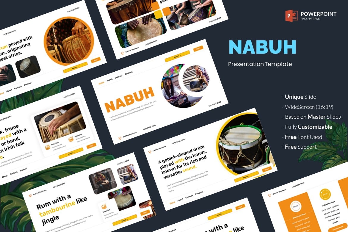 Nabuh - Template Powerpoint Musik yang Modern dan Kreatif