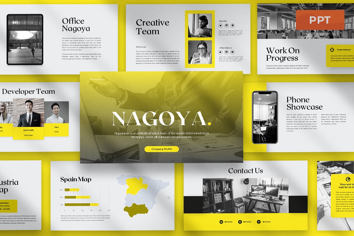 Template Presentasi PowerPoint Nagoya – Elegan dan Modern untuk Segala Kebutuhan