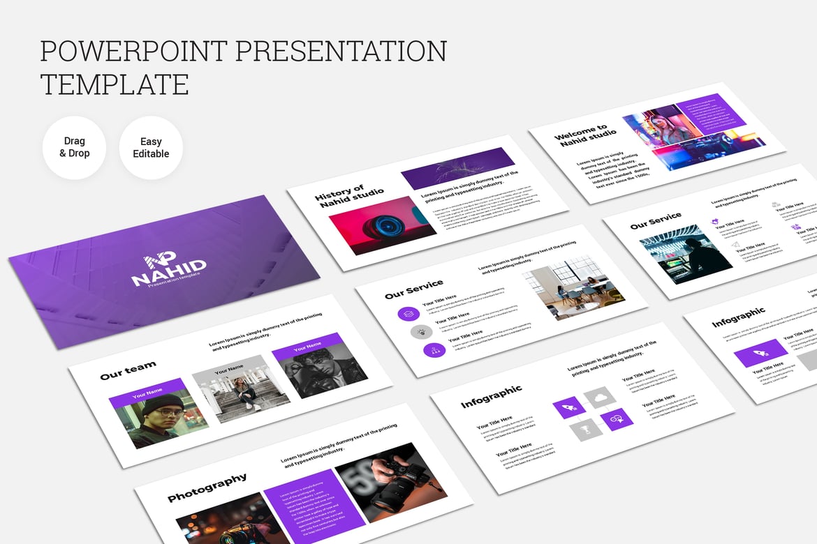 Template PowerPoint Bisnis Modern Nahid yang Menarik