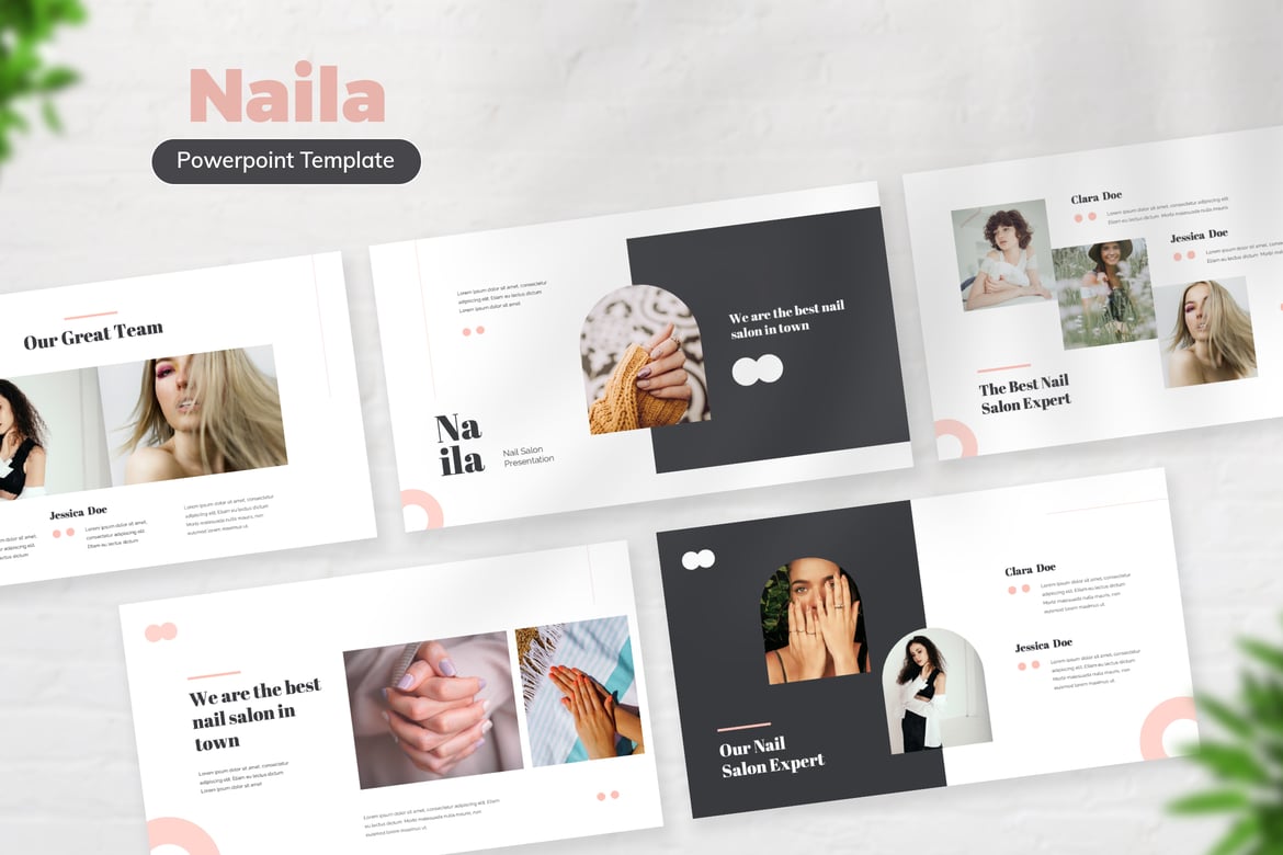 Template PowerPoint Naila untuk Salon Kuku yang Menawan