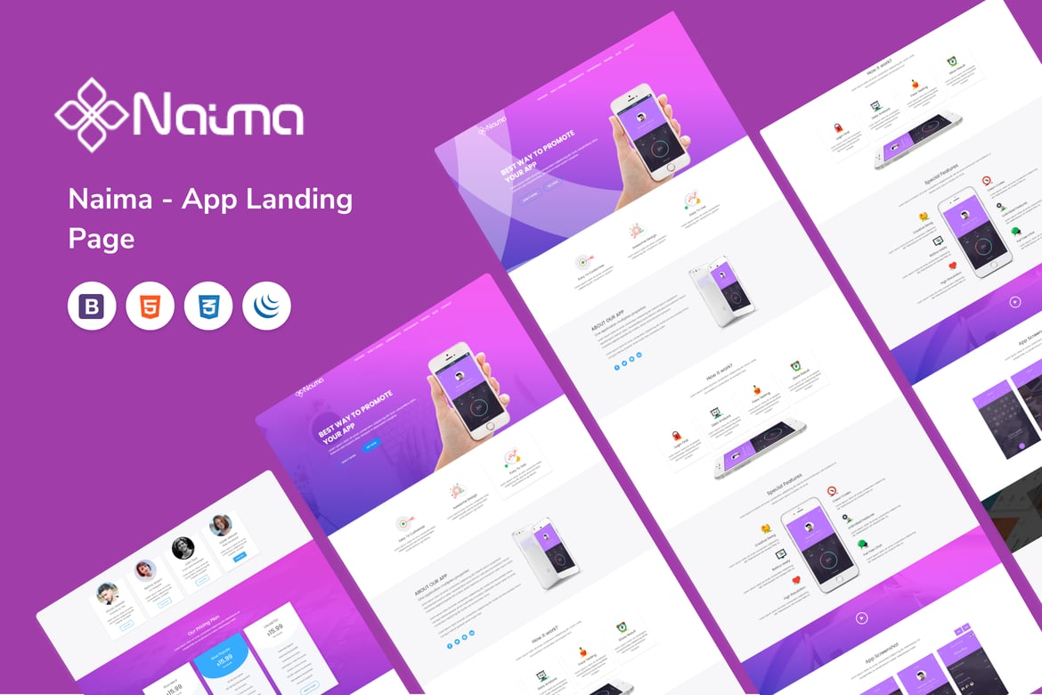 Naima - Template Landing Page Aplikasi yang Menarik dan Responsif