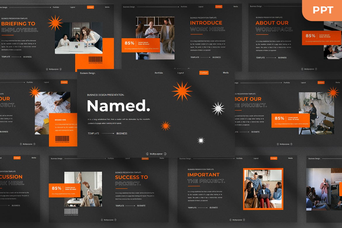 Template Presentasi PowerPoint Named yang Modern dan Elegan
