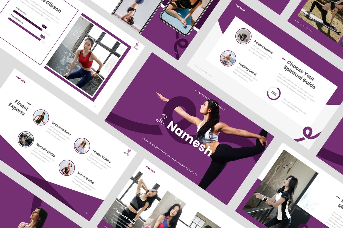 Template PowerPoint Yoga & Meditasi Namesh yang Menarik dan Profesional
