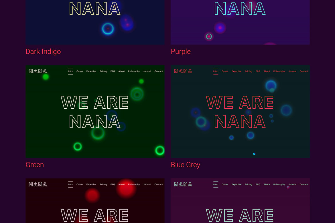 Nana – Template Website Satu Halaman dengan Latar Belakang Animasi