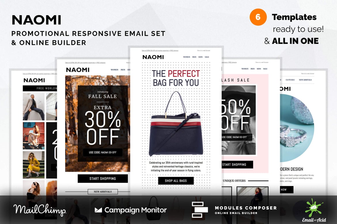 Naomi - Set Template Email Promosi yang Menarik