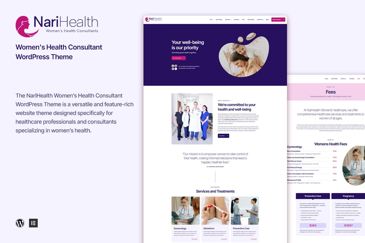 NariHealth - Tema WordPress untuk Konsultan Kesehatan Wanita yang Profesional