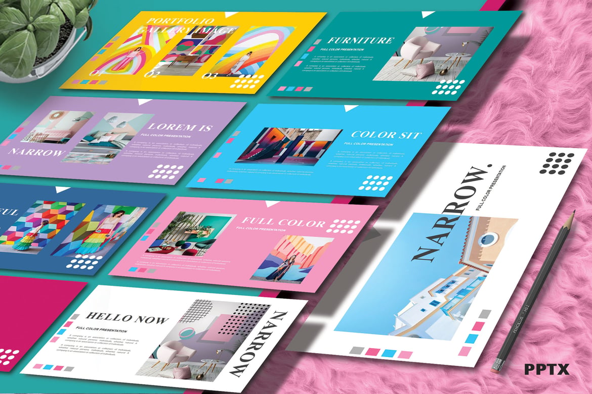 NARROW - Template PowerPoint Warna Cerah dan Minimalis