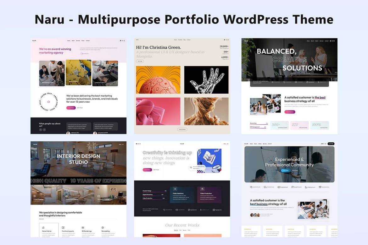 Naru - Tema WordPress Portofolio Pribadi yang Modern dan Elegan