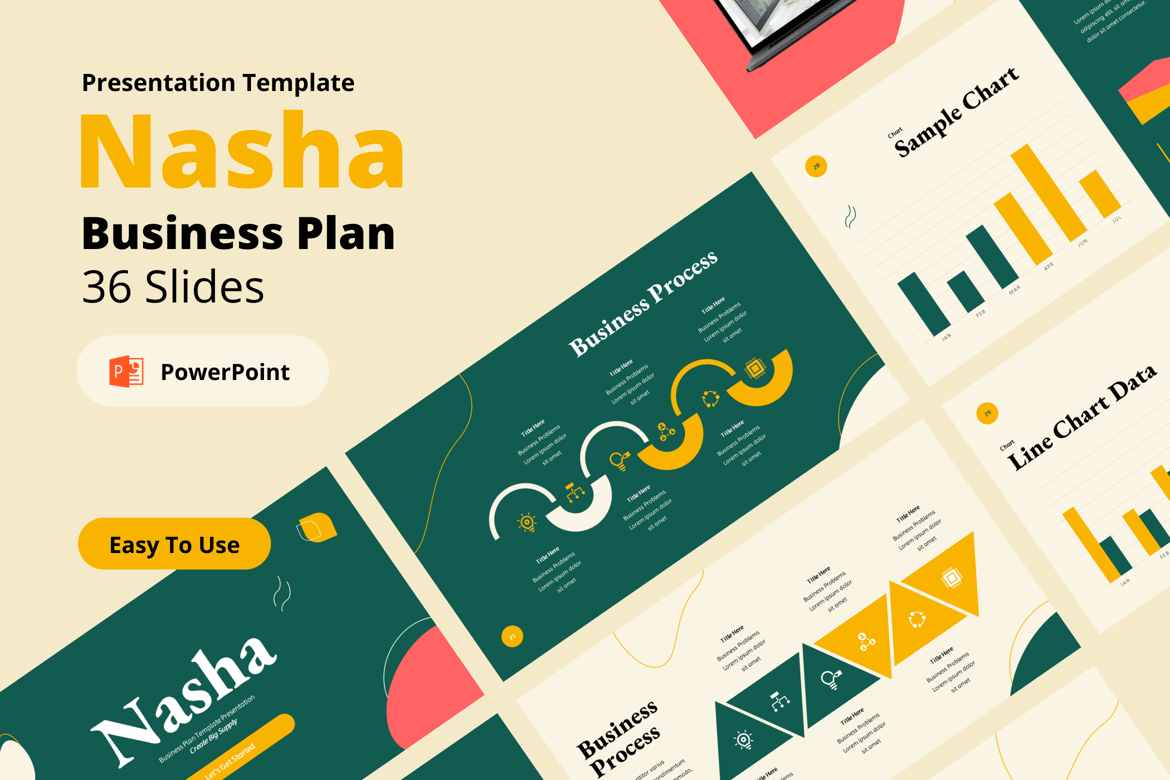 Template Presentasi Bisnis PowerPoint Nasha yang Menarik