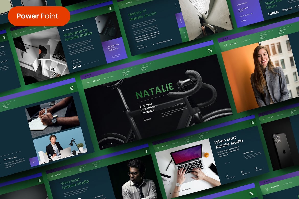 Template Presentasi Bisnis Natalie - PowerPoint Profesional