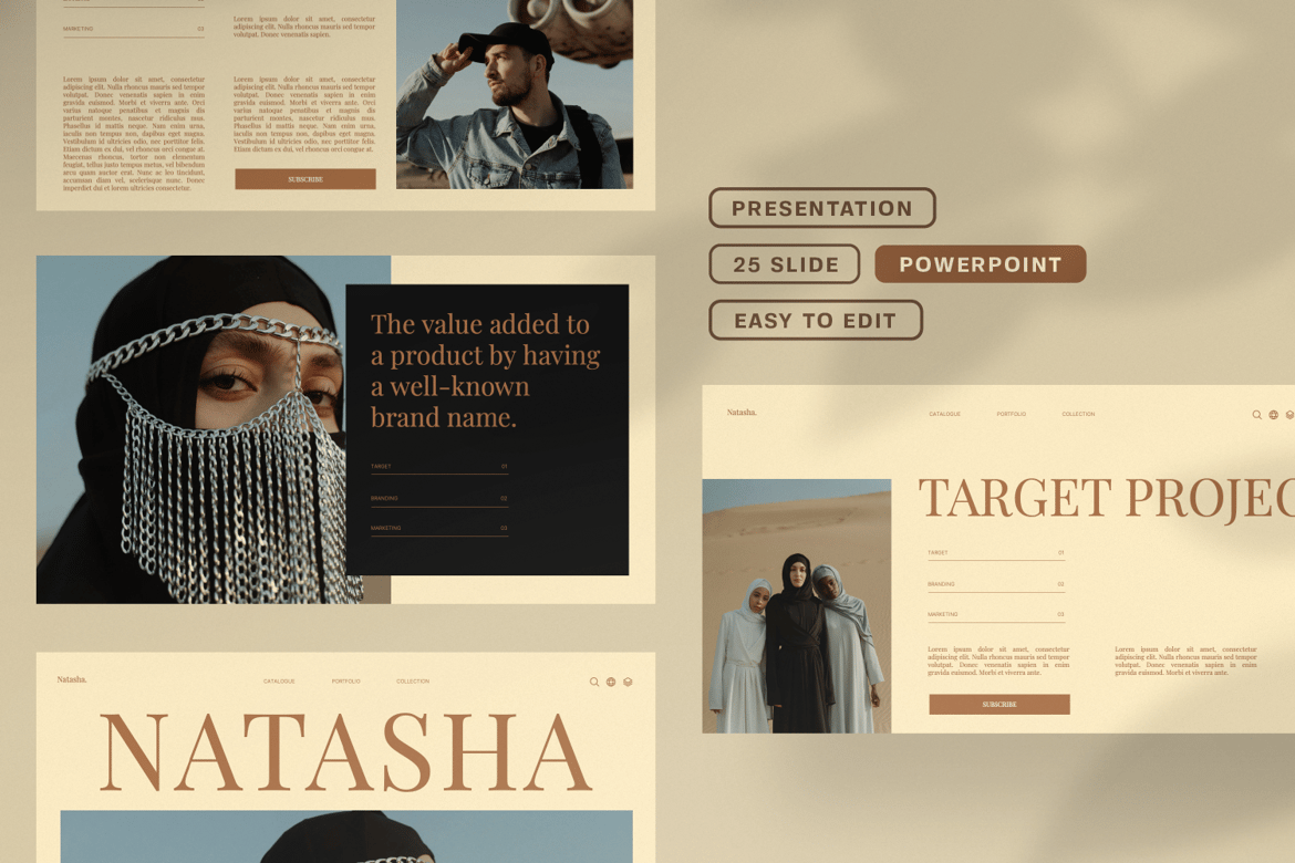 Template Powerpoint Natasha yang Modern dan Elegan