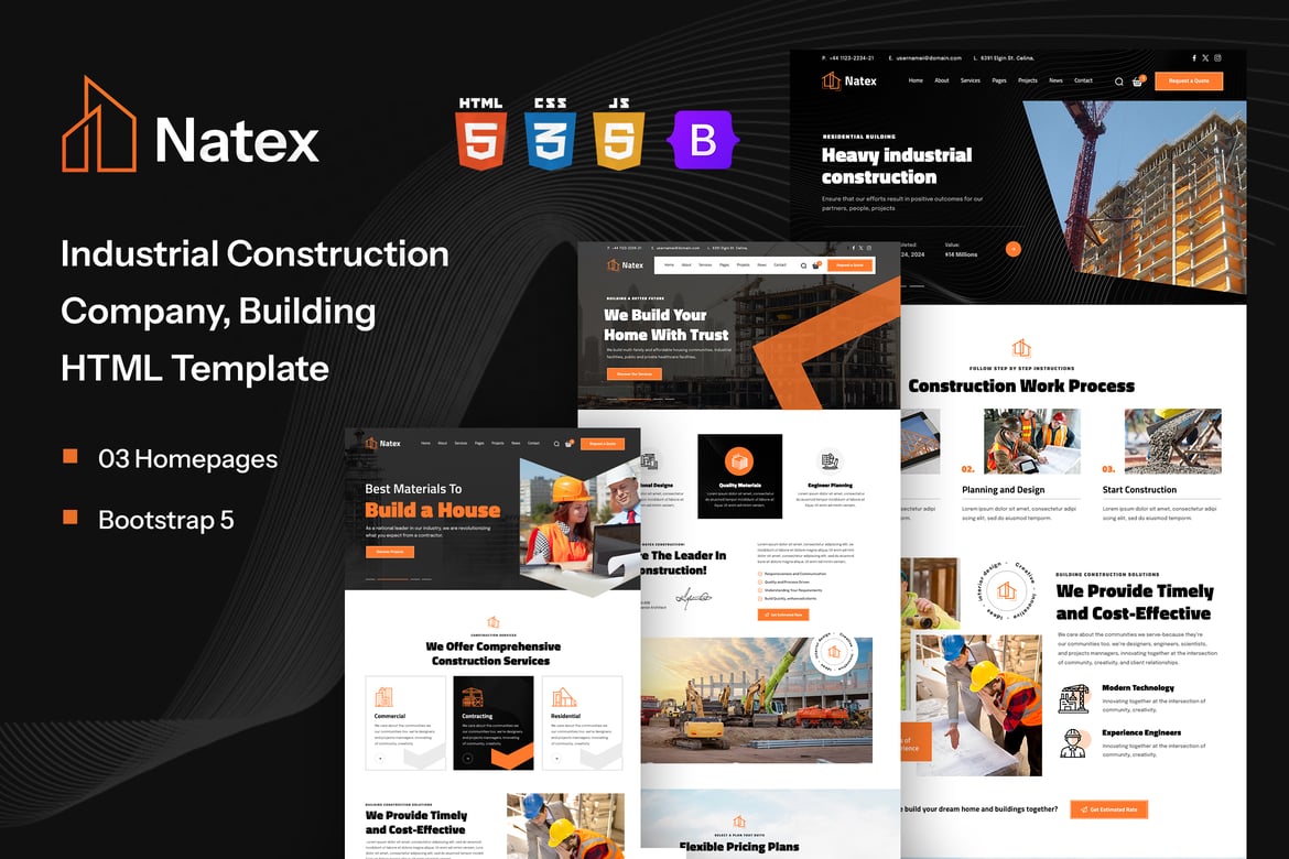 Template Website Natex - Solusi Modern untuk Perusahaan Konstruksi dan Bangunan