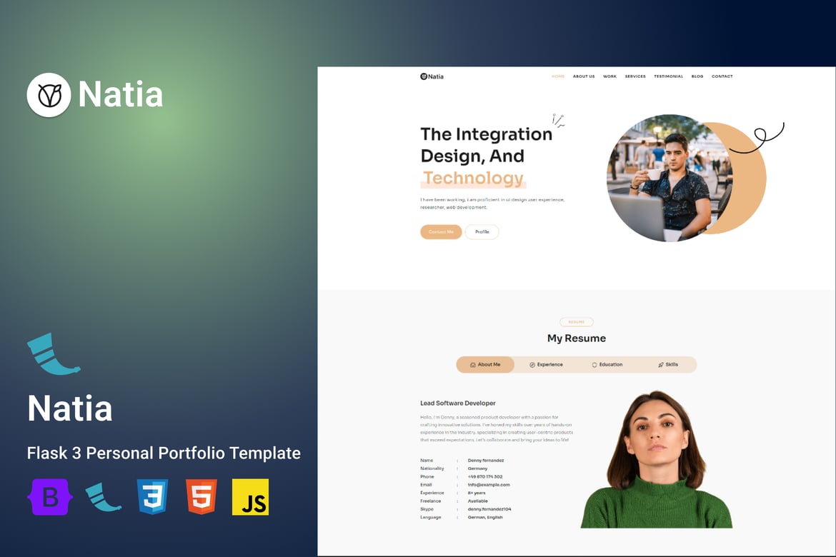 Template Website Portofolio Pribadi Natia yang Modern dan Responsif