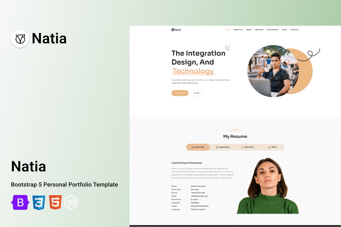 Natia - Template Website Portofolio Pribadi yang Modern dan Elegan