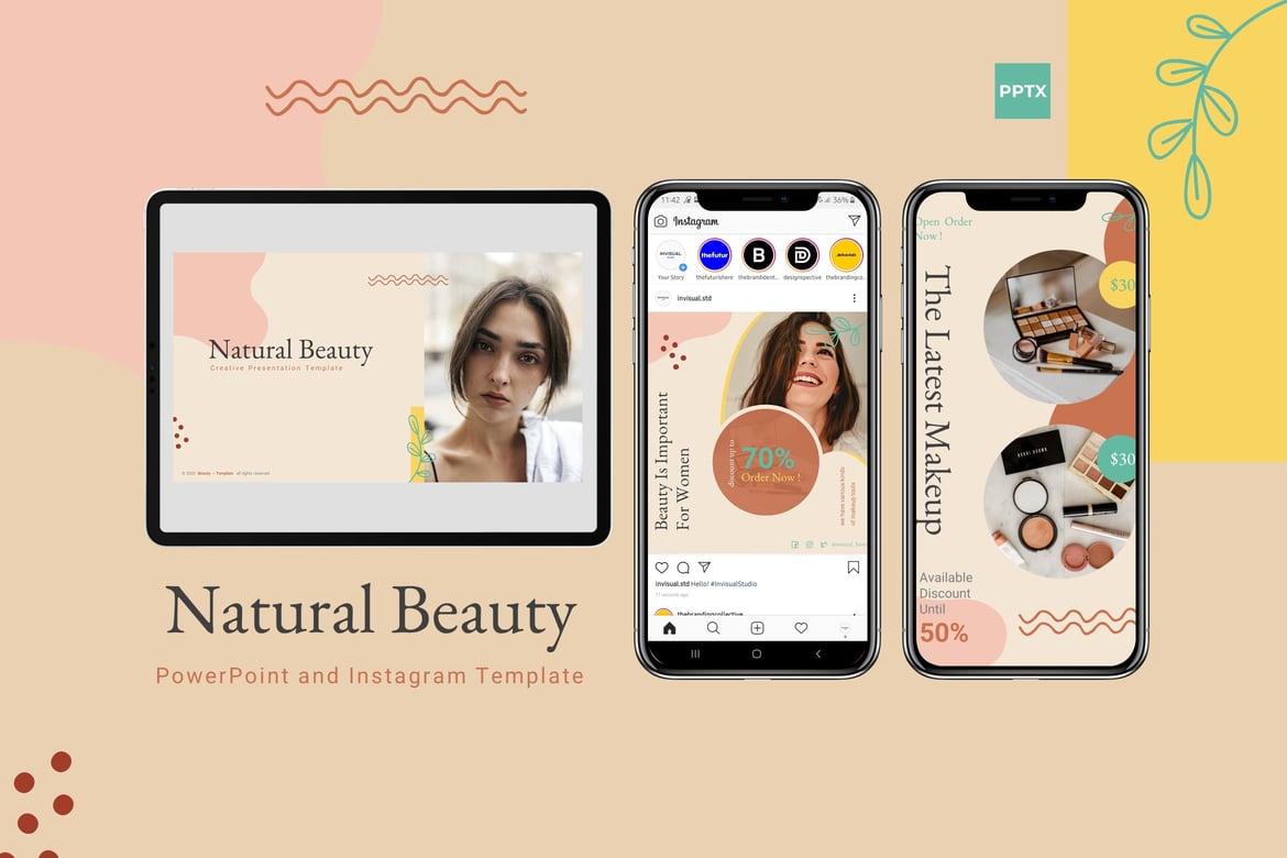 Template Presentasi dan Instagram Natural Beauty yang Menawan