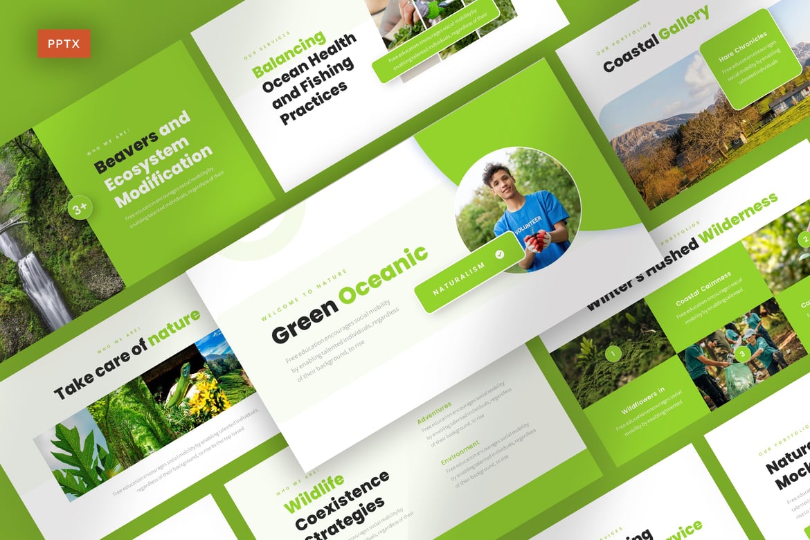 Template Powerpoint Lingkungan Alami yang Menawan