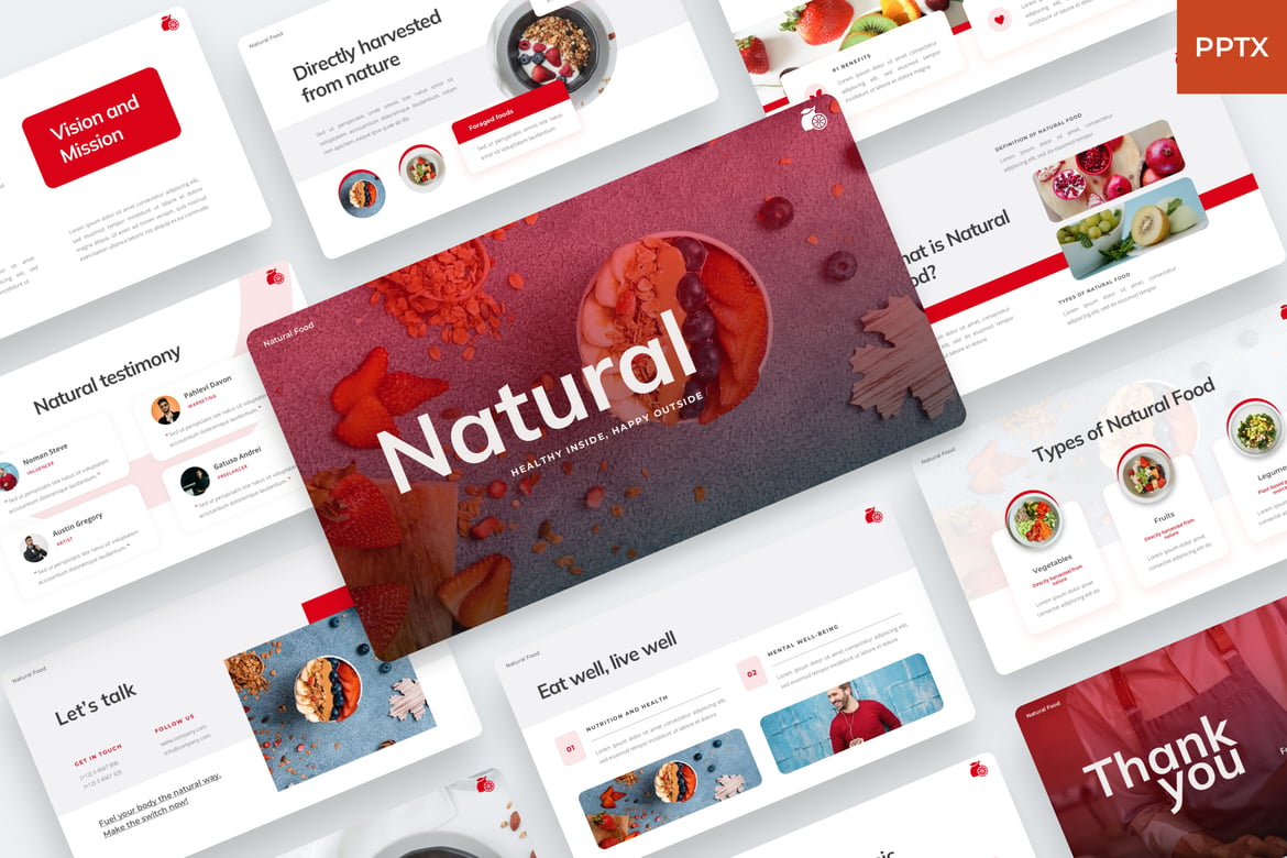 Template Presentasi PowerPoint Alami untuk Makanan dan Kesehatan