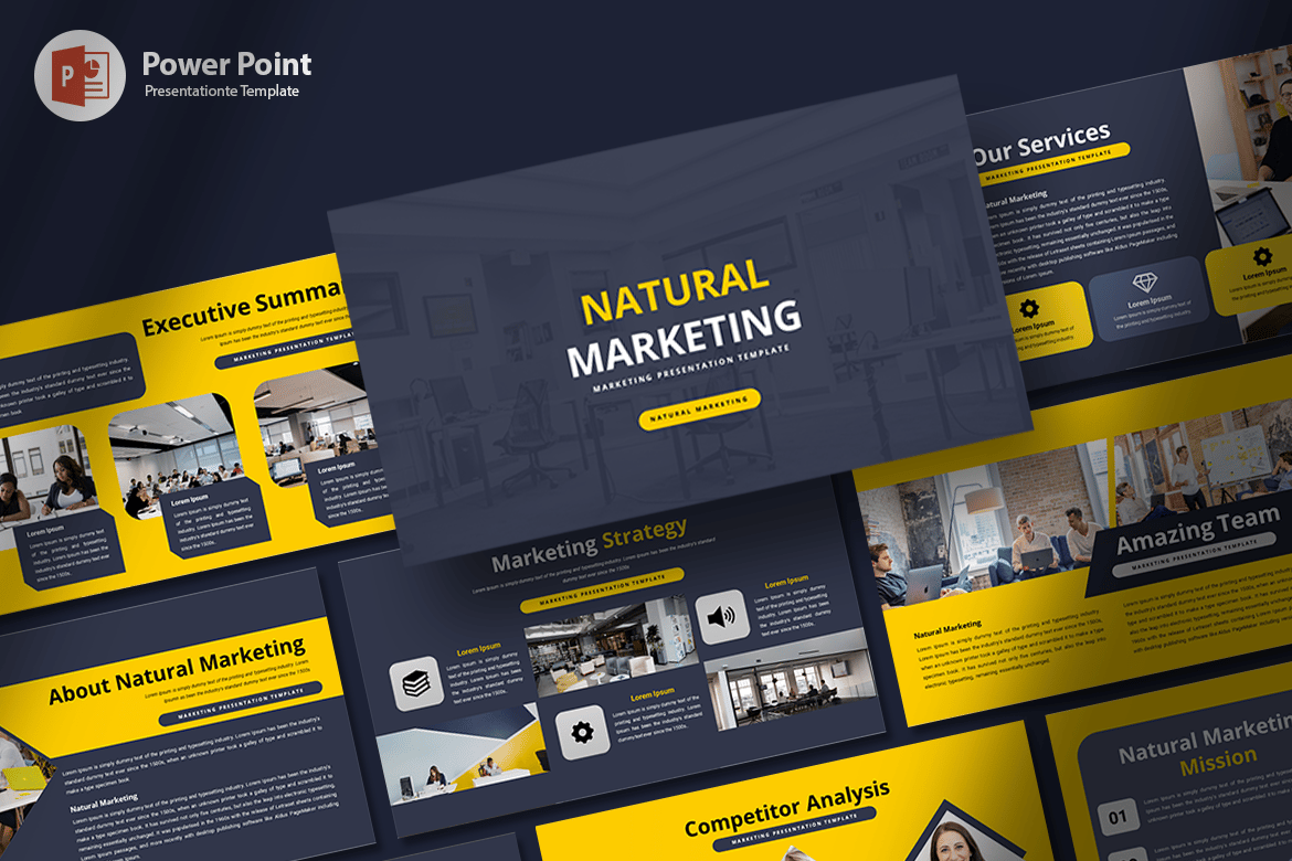 Template Presentasi PowerPoint Natural Marketing yang Menarik
