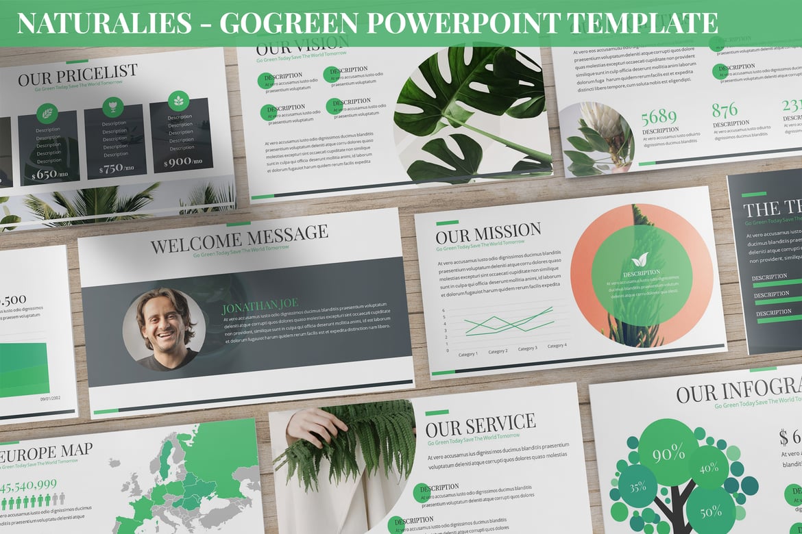 Template Powerpoint Naturalies - GoGreen yang Menarik dan Profesional