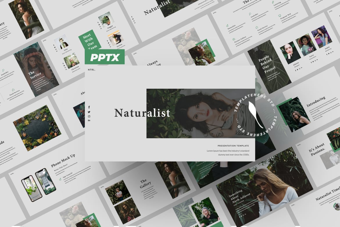 Template Presentasi Powerpoint Naturalist yang Kreatif dan Modern
