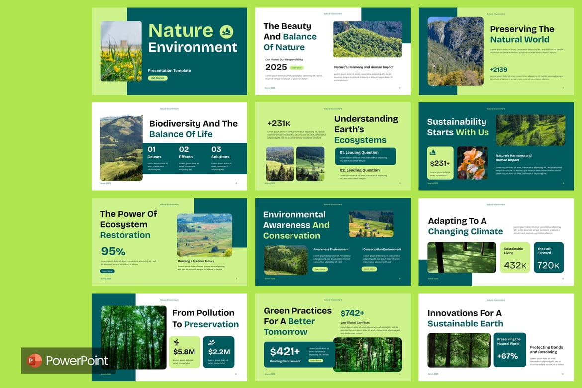 Template PowerPoint Lingkungan Hidup yang Menarik