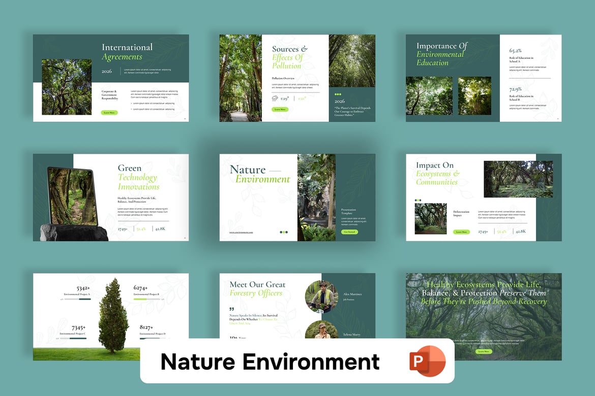 Template Presentasi PowerPoint Lingkungan Alam yang Menarik