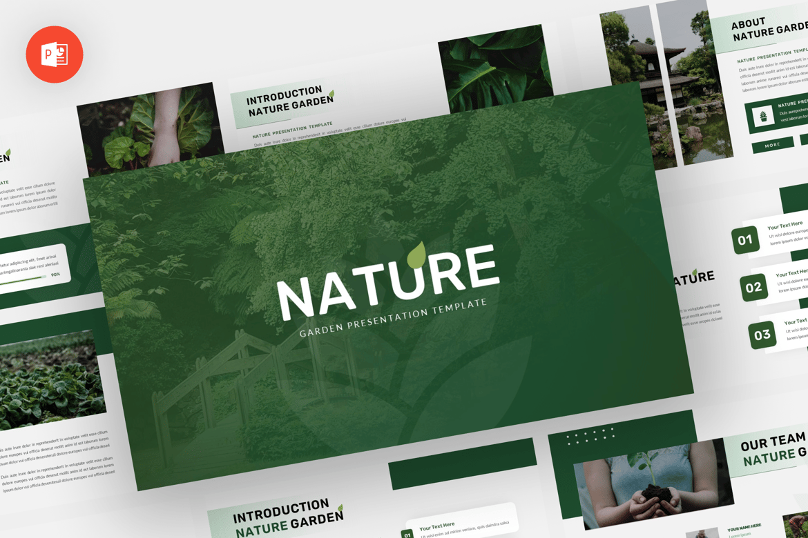 Template Presentasi PowerPoint Alam - Taman yang Menawan