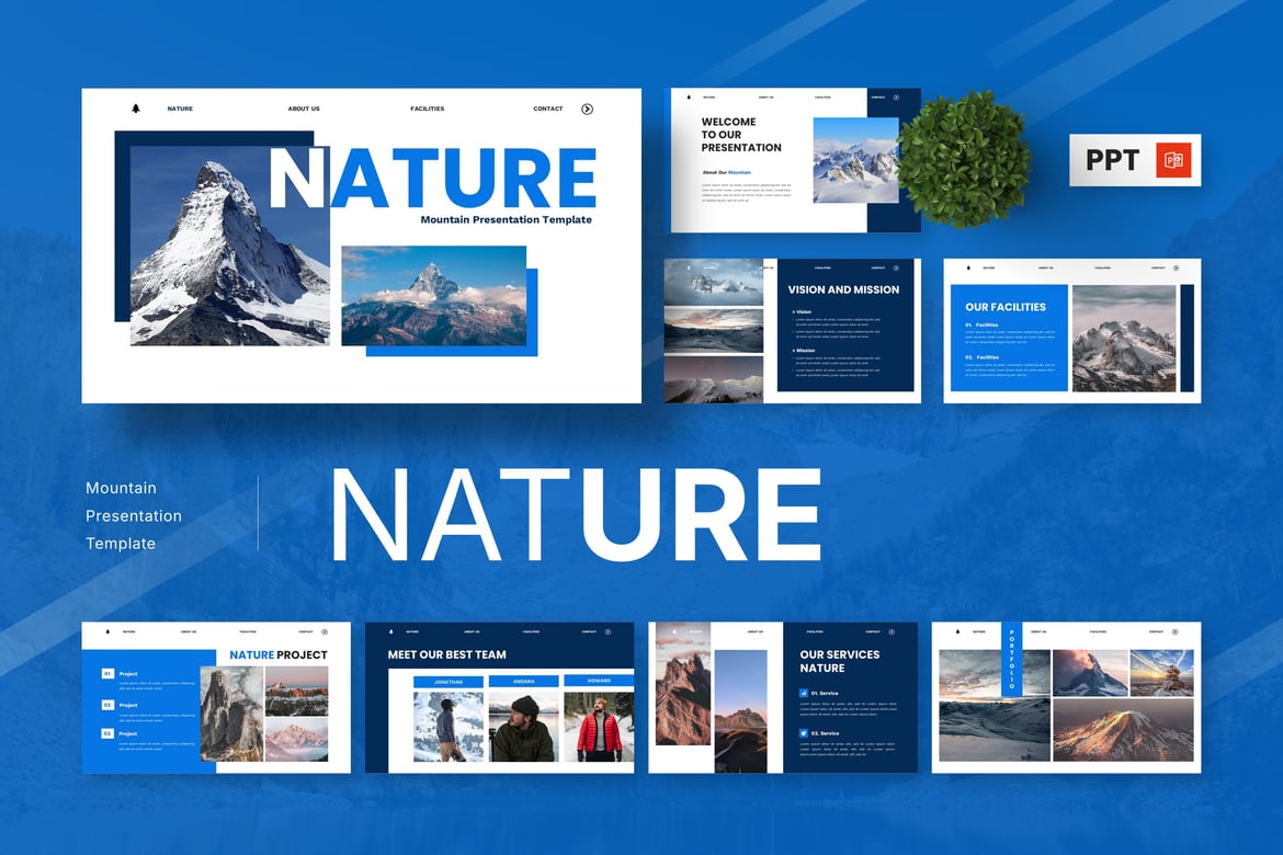 Template PowerPoint Alam: Keindahan Gunung yang Menawan