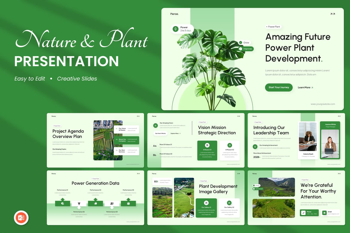 Template Presentasi PowerPoint Tanaman Alam yang Menawan