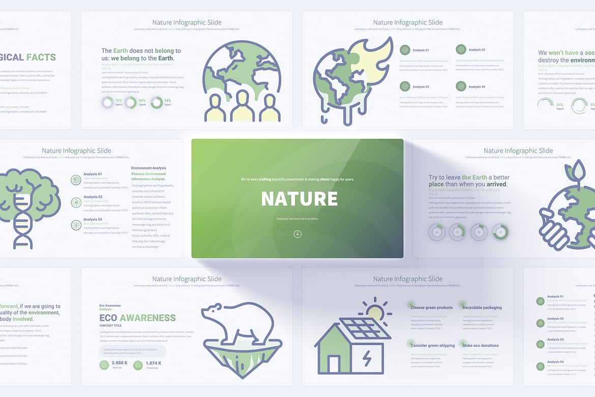 Template PowerPoint Infografis Alam yang Menarik dan Interaktif
