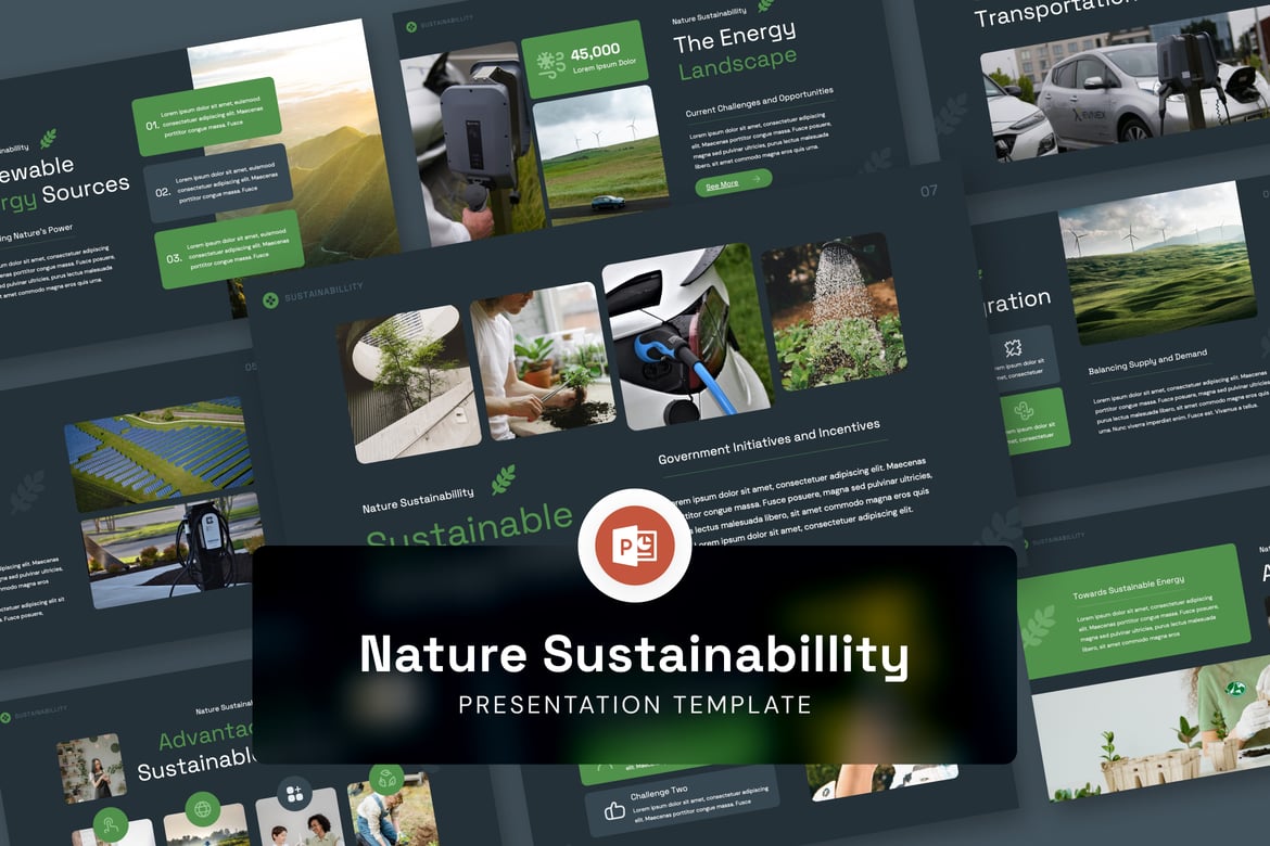Template PowerPoint Presentasi Berkelanjutan yang Menarik