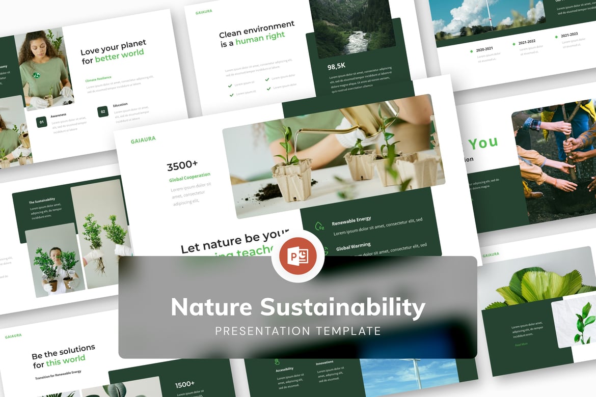 Template PowerPoint Presentasi Keberlanjutan Alam yang Menarik
