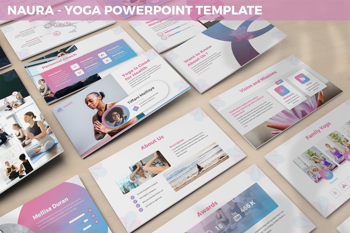 Naura - Template Presentasi PowerPoint Yoga yang Menarik