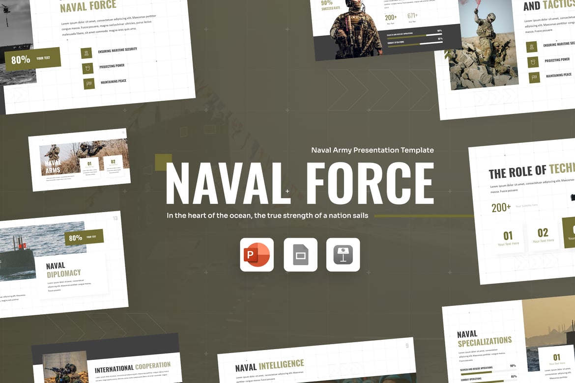 Template Presentasi Militer - Naval Force yang Kuat dan Profesional