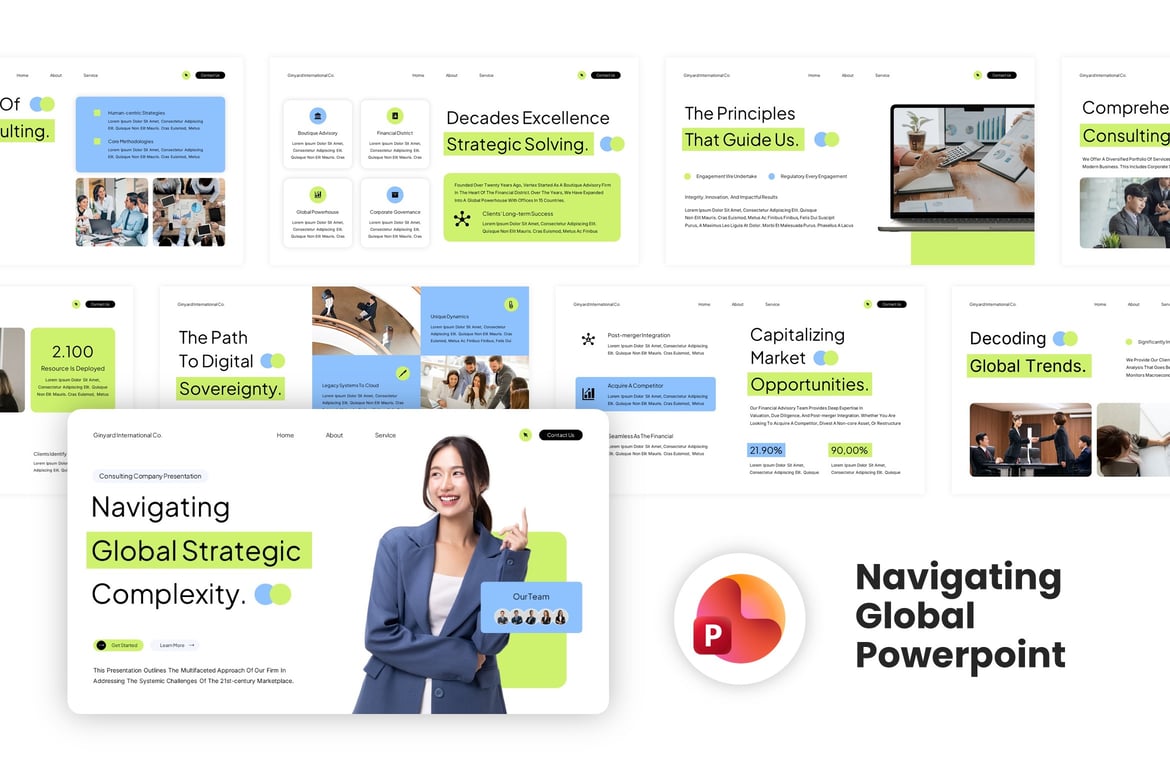Template Presentasi PowerPoint untuk Menavigasi Kompleksitas Global