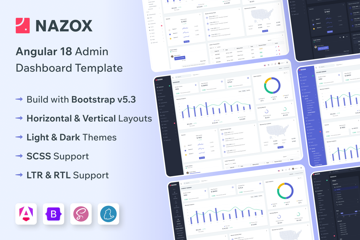 Nazox - Template Admin & Dashboard Angular 18 yang Modern dan Responsif