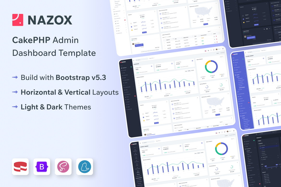 Nazox - Template Admin & Dashboard CakePHP yang Responsif dan Modern