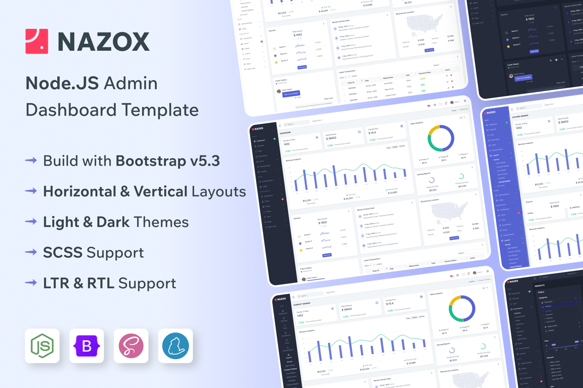 Nazox - Template Website Admin & Dashboard Node.js Terbaik