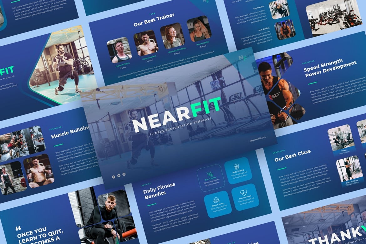 Template Presentasi PowerPoint NearFit untuk Kebugaran