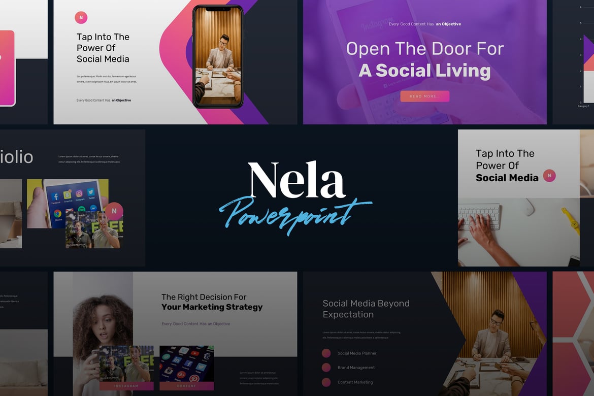 Template Powerpoint Digital Marketing NELA - Solusi Presentasi Profesional
