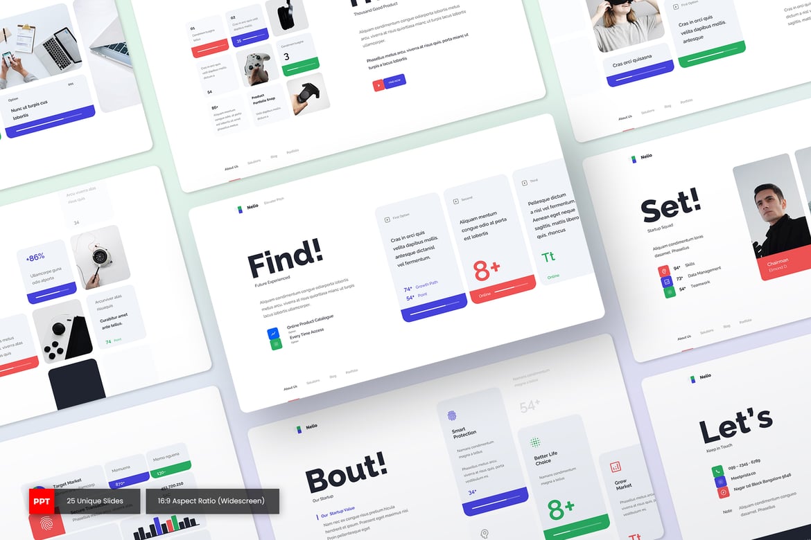 Nelio - Template PowerPoint untuk Elevator Pitch yang Menarik