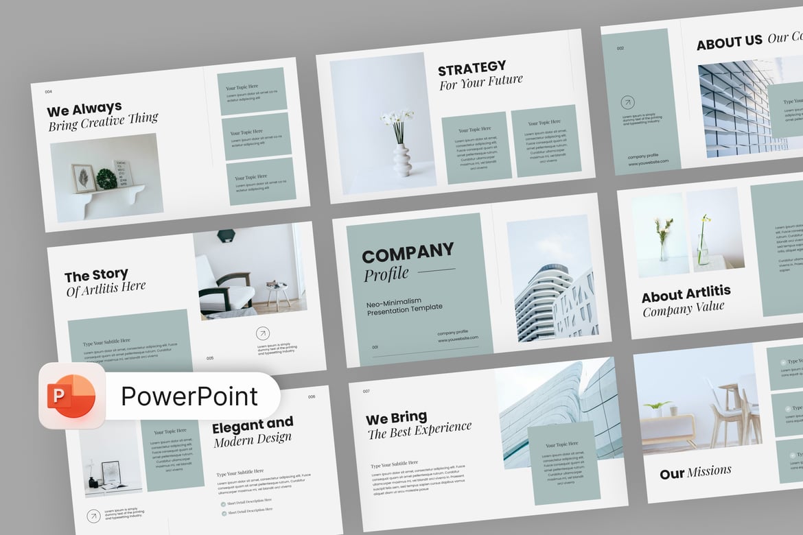 Template Presentasi PowerPoint Neo Minimalis yang Mengagumkan