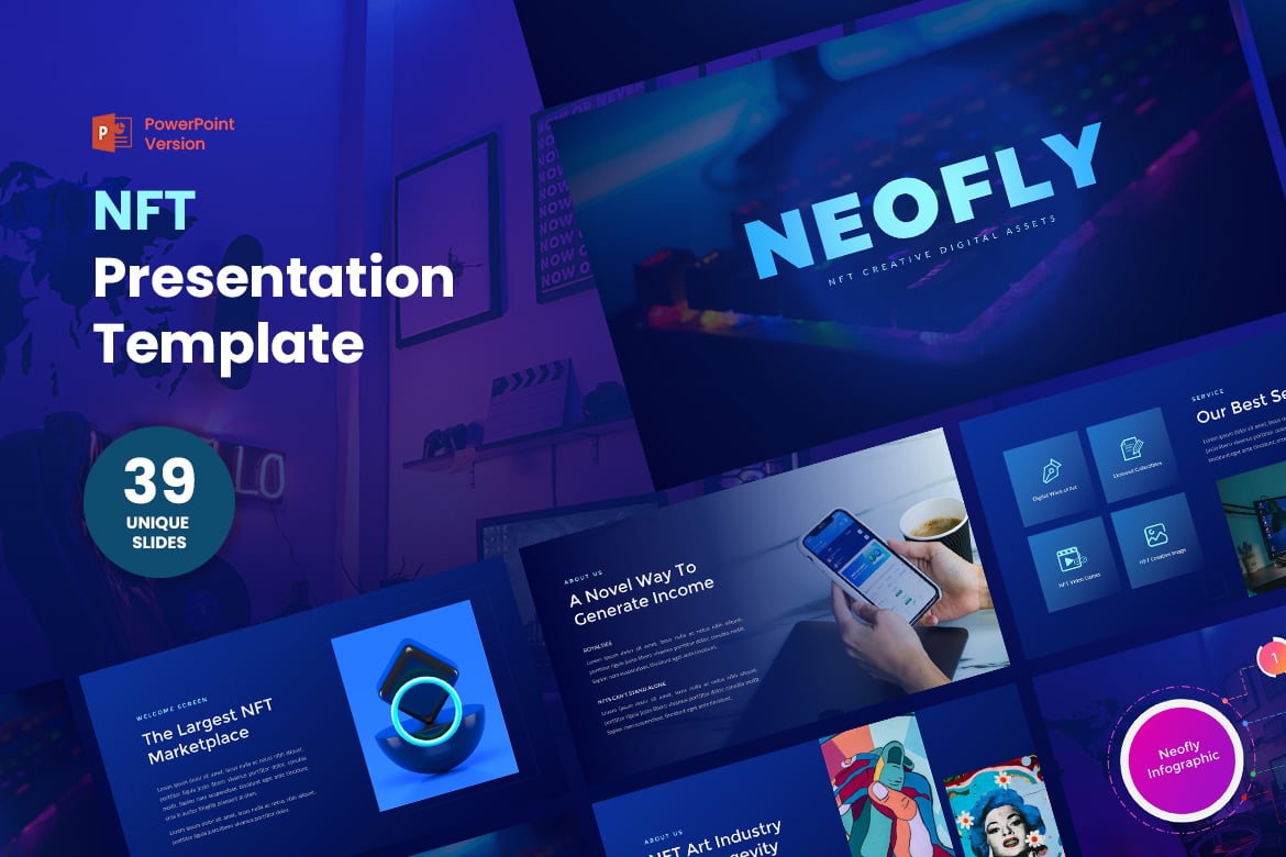 Neofly - Template PowerPoint Kreatif untuk Aset Digital NFT