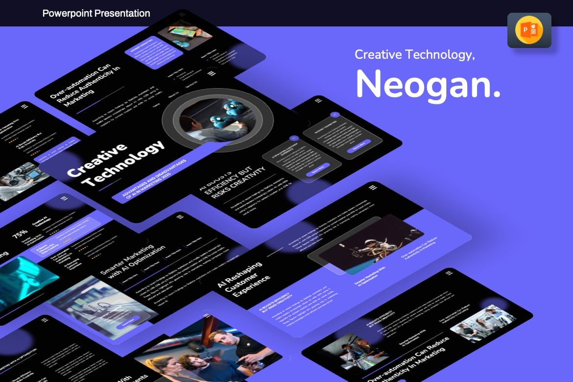 Neogan - Template Presentasi Teknologi Kreatif yang Menawan