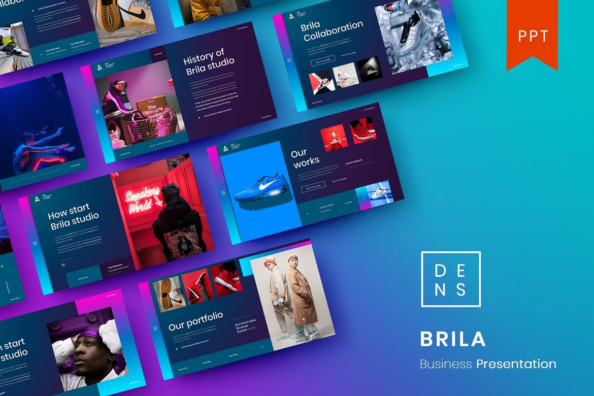 Template Presentasi Neon Gradasi Modern (PowerPoint)