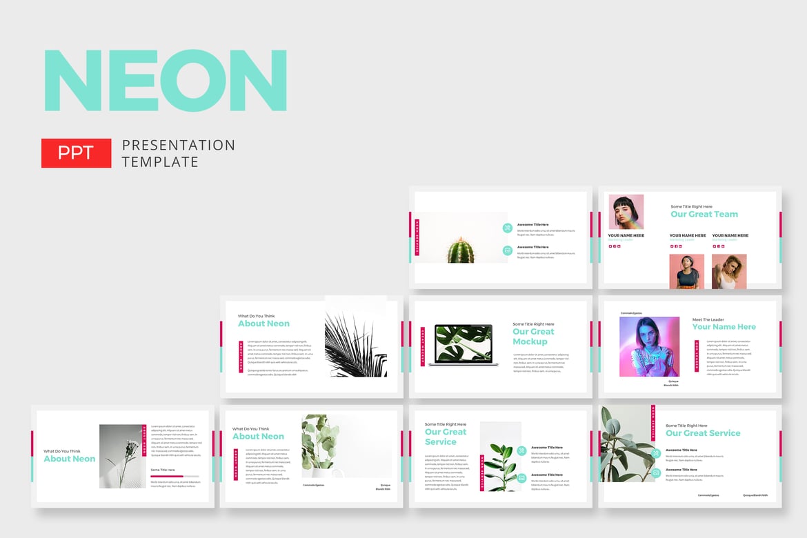 Template Presentasi Neon - Powerpoint Kreatif dan Menarik