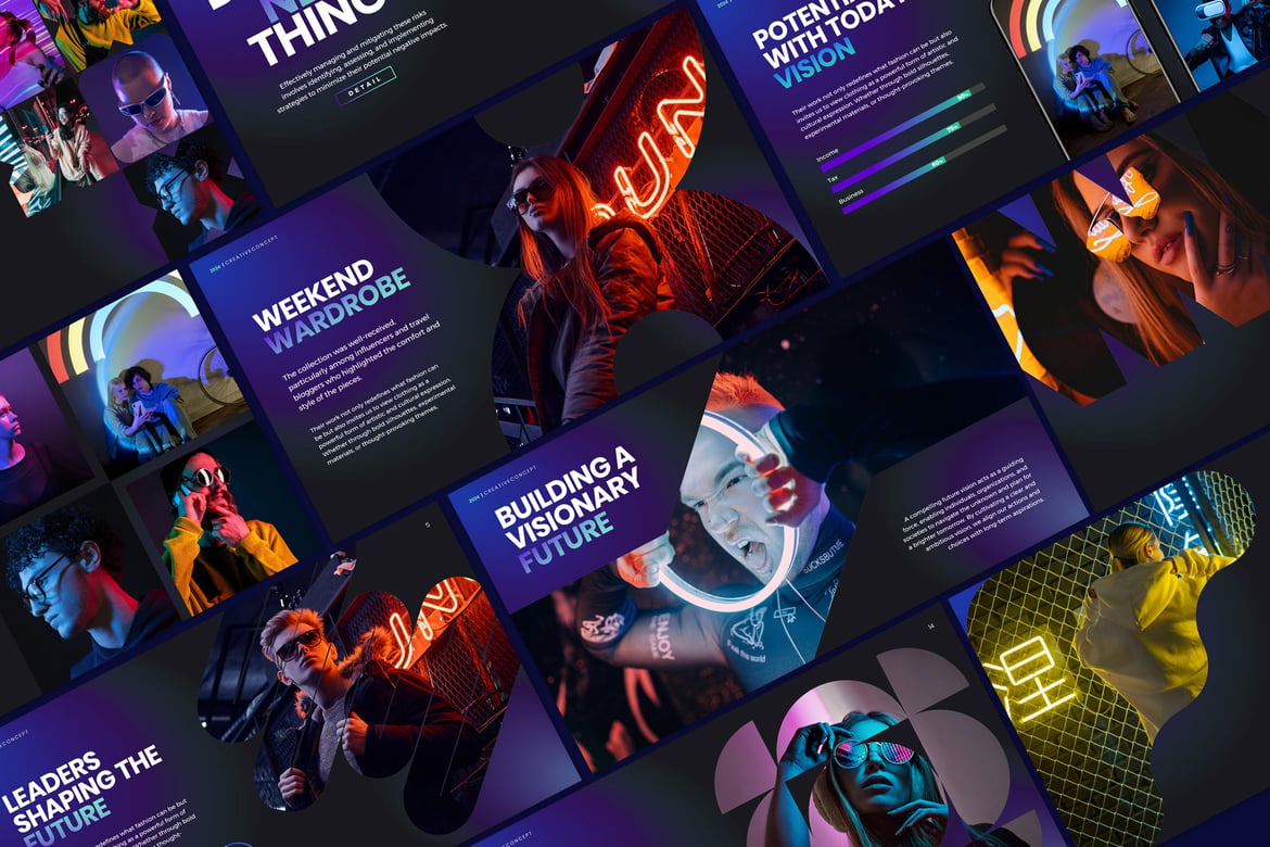 Template Presentasi Neon yang Menarik dan Mudah Disesuaikan