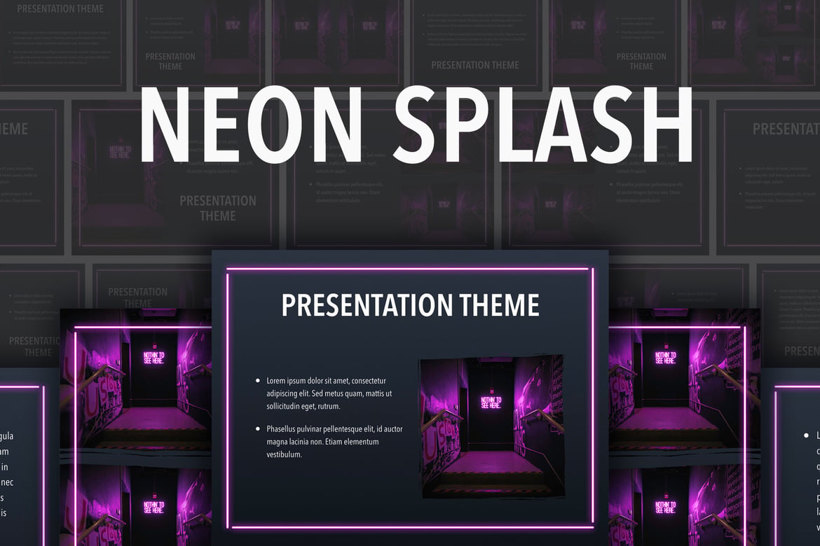 Template PowerPoint Neon Splash yang Menarik dan Profesional