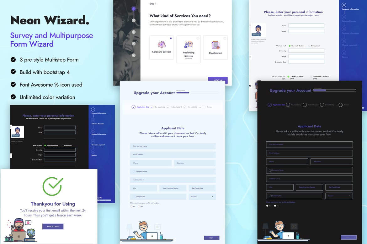 NeonWizard - Template Web Formulir Multistep yang Menarik